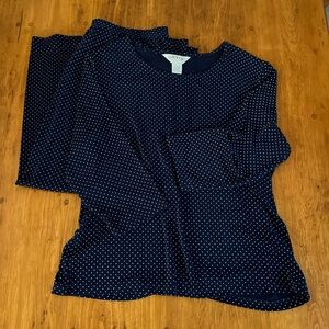 Orvis Navy Polka Dot Skirt Set Like New Large